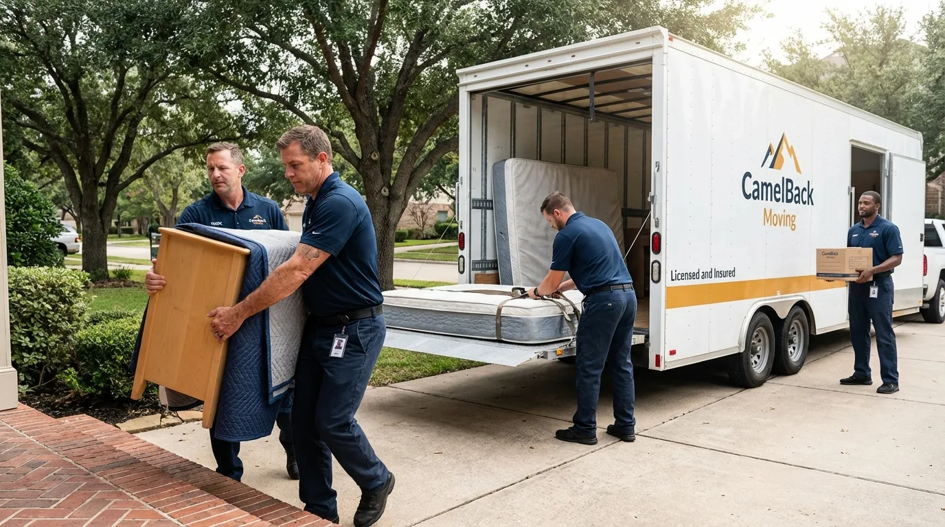 Crew loading residential truck for cross-state move from Pound Ridge, NY